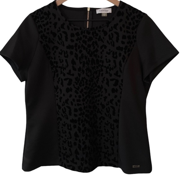 Brand New! Calvin Klein Black Animal Print Skirt Set Sizes 14P skirt and PXL top - Picture 2 of 6